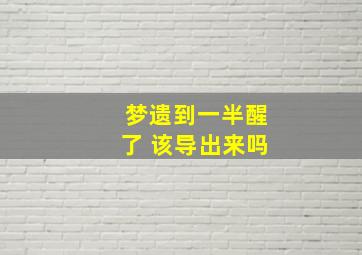 梦遗到一半醒了 该导出来吗